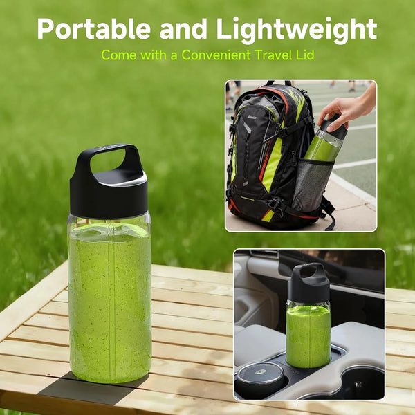 Portable Blender, Small Smoothie & Shake Maker with LED Display | 8 Blades, 22000 RPM, USB C Rechargeable Personal Blender, Extra Lid, Lightweight for Travel, Office, Home, 17Oz, Black6