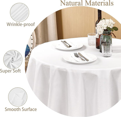 round Table Cloth Linen Farmhouse Tablecloth Waterproof Anti-Shrink Soft and Wrinkle Resistant Decorative Fabric Table Cover for Kitchen (White, 60" round (2-4 Seats))3