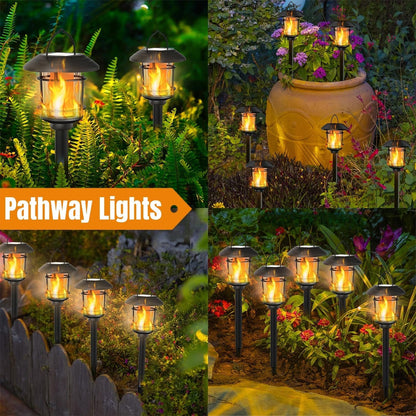 6 Pack Solar Flame Torch Lights Outdoor, Halloween Dual Use Flickering Flame Garden Light, Christmas Hanging Lanterns, Auto On/Off & Waterproof Lighting for Lawn Patio Yard Walkway Driveway5