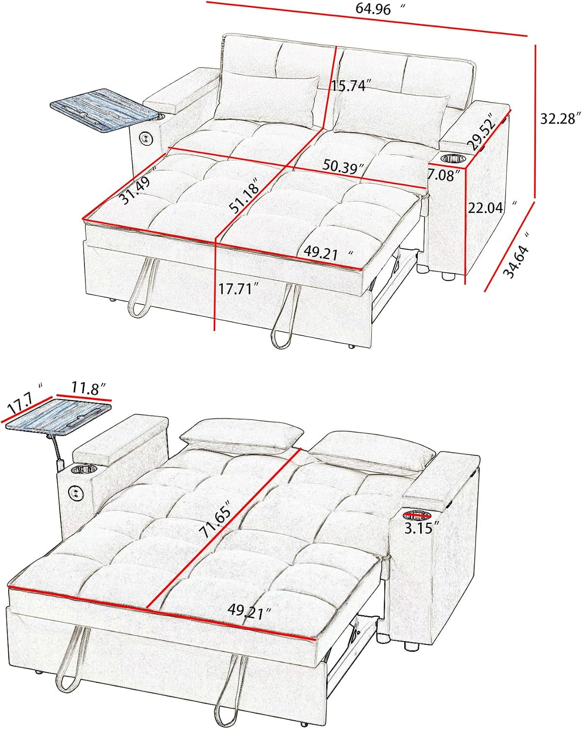 65-3-in-1-folding-convertible-sofa-bed-pullout-sofa-modern-chenille-fabric-360-swivel-side-table-easy-assembly-perfect-for-living-room-black