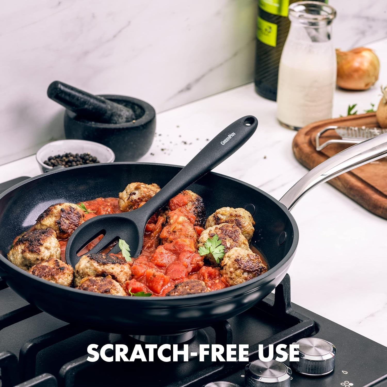 5-piece-cooking-utensil-set-flexible-nonstick-silicone-stain-free-tongs-turner-spatula-skimmer-and-slotted-spoon-black
