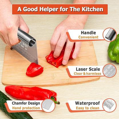 Pro Dough Pastry Scraper/Cutter/Chopper Stainless Steel Mirror Polished with Measuring Scale Multipurpose- Cake, Pizza Cutter - Pastry Bread Separator Scale Knife6