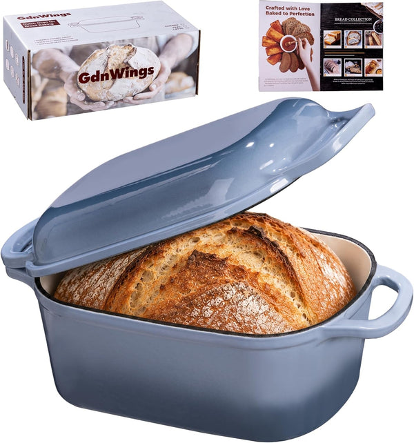 4.6 Quart Dutch Oven for Sourdough Bread Baking | Oval Bread Dutch Oven with Lid, Cast Iron Bread Pan for Crispy Crust, Steam Baking Design for Artisan Homemade Loave, Seasalt1