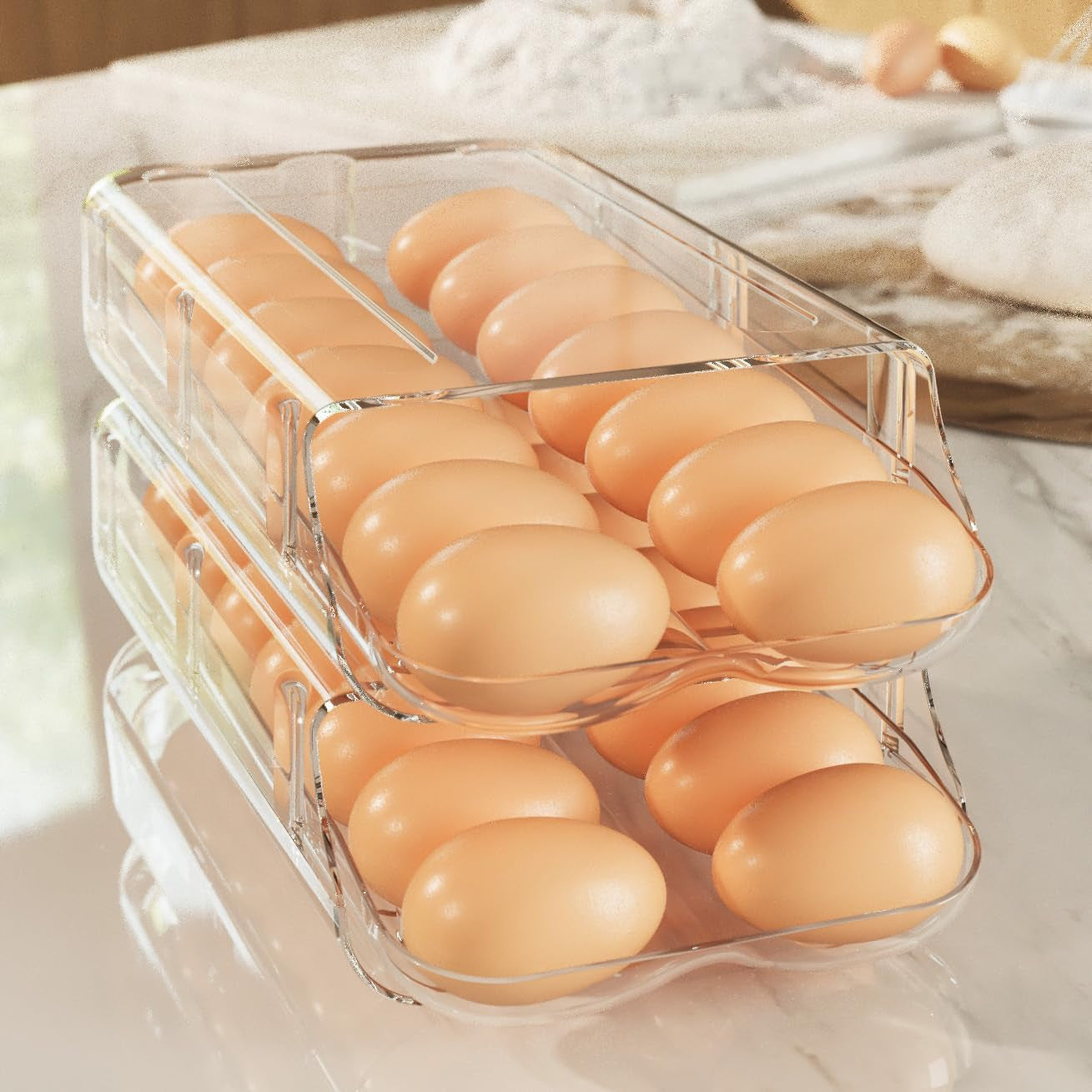 egg-holder-for-fridge-automatic-rolling-egg-container-clear-2pack