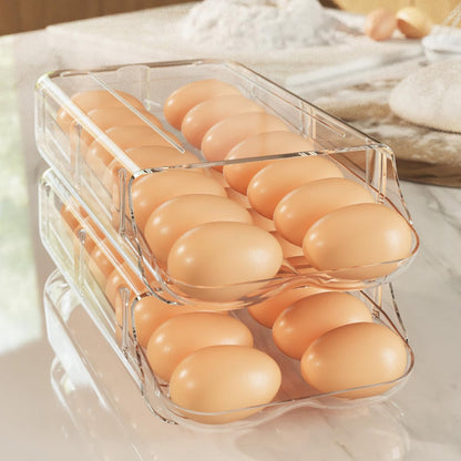 Egg Holder for Fridge, Automatic Rolling Egg Container, Clear, 2Pack8