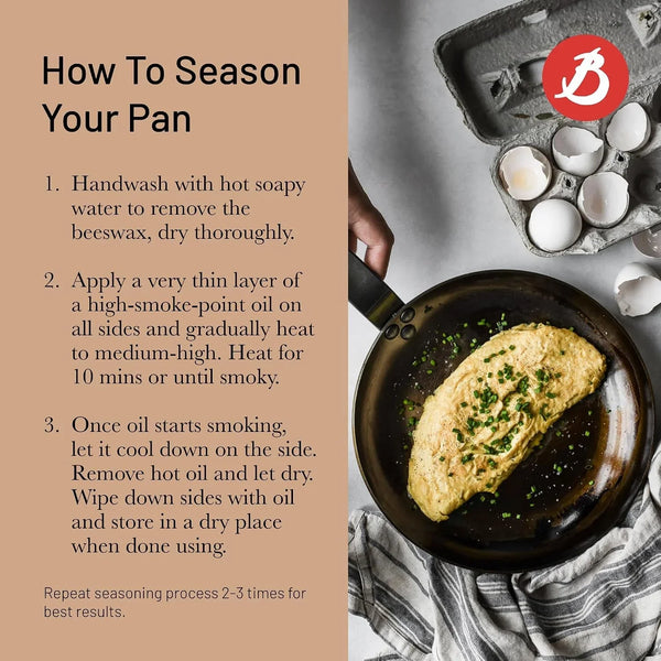 MINERAL B Carbon Steel Country Fry Pan - 11” Diameter, 7.7” Cooking Surface - Ideal for Sauteing, Simmering, Deep Frying & Stir Frying - Naturally Non-Stick Finish - Made in France4