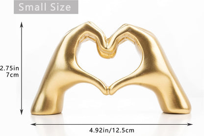 Small Heart Hands Sculpture Decor for Living Room Bedroom Bookshelf Coffe Table and Office Display, Love Finger Statue Modern Aesthetic Home Decor, Unique Gift for Wedding Christmas Birthday (Gold)4