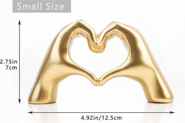 Small Heart Hands Sculpture Decor for Living Room Bedroom Bookshelf Coffe Table and Office Display, Love Finger Statue Modern Aesthetic Home Decor, Unique Gift for Wedding Christmas Birthday (Gold)4