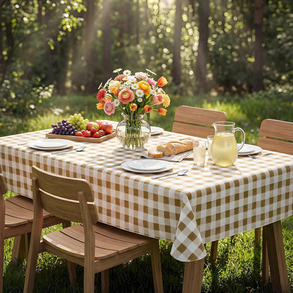 52'' X 70'' Checkered Tablecloth Disposable Vinyl Tablecloths with Flannel Backing Wipeable Spillproof Plastic Table Cover PVC Waterproof Table Cloth for Indoor Outdoor1