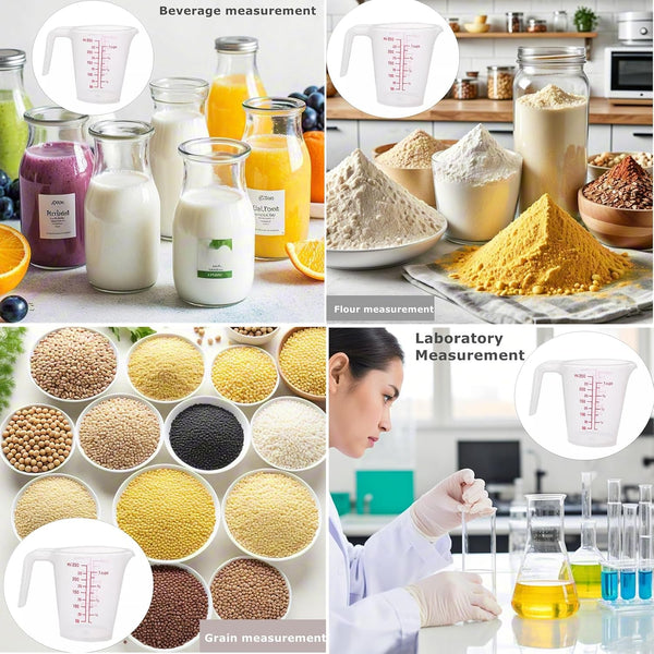 Plastic Measuring Cup 2Pcs 250ML Measuring Mug 8/16Oz with Handle Graduated Pitcher for Baking Flour Oil Powder Cooking Kitchen Measure Container Stackable (250Ml/0.06Gal)2