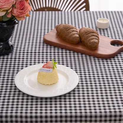 Farmhouse Black Plaid Ruffle Table Cloth, Boho Cotton Linen Tablecloth, Washable Table Cover for Rectangle Table Baby Shower Kitchen Party Wedding Decor (Black,55"X94")6