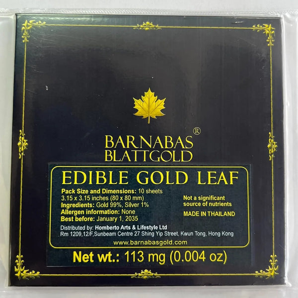 Barnabas Edible Gold Leaf Sheets 24K - Loose 1.5Inch Sheet, Interleaf of 123