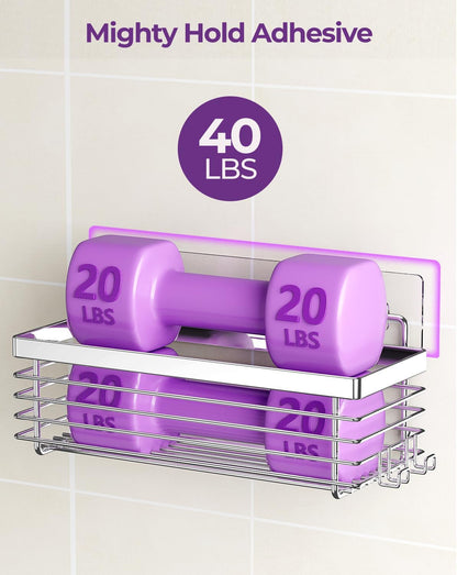 Shower Caddy Adhesive 3 Pack Stainless Steel Storage Organizers-Silver3