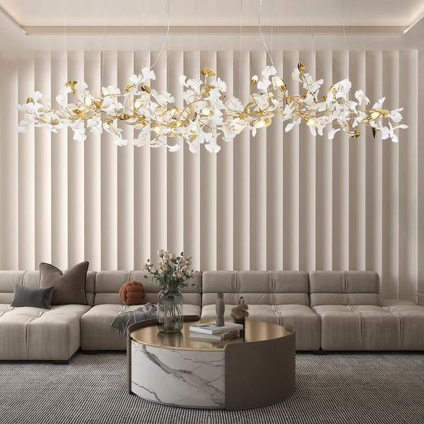 L98.42 Large Modern Chandelier for Dining Room, 20-Light Copper Tree Branch Chandeliers, Ginkgo Leaf Chandeliers, H65 Brass Chandelier for Restaurants, Hotelsand, Clubs, Living Room4