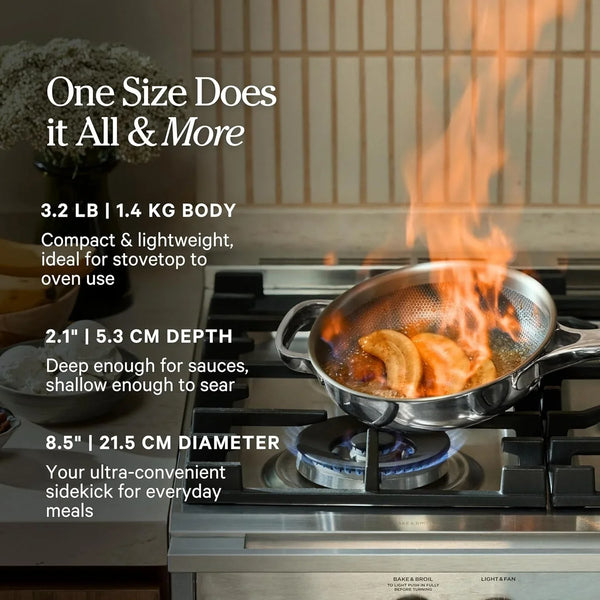 Our Place Mini Titanium Always Pan Pro, 8.5" Nonstick Titanium Frying Pan | Pfas-Free Titanium Skillet; Tri-Ply Steel & Aluminum; Lid & Spatula; Induction, Dishwasher & Oven Safe to 1000°F (750°F Gold)6