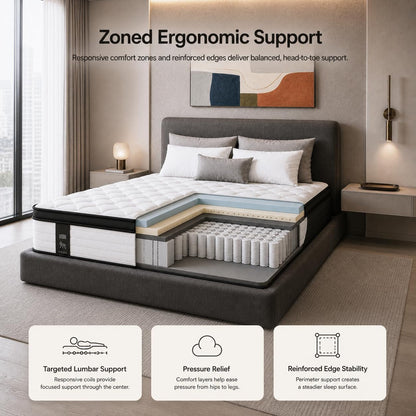 Twin 10 Inch Black and White Hybrid Mattress in a Box, Medium Feel Mattress with Cooling Gel Memory Foam, Latex and Pocket Springs5
