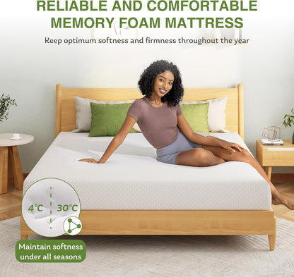 EGOHOME Full Size Memory Foam Mattress 8 Inch, Green Tea, Medium Firm | Bed Mattress in a Box, Cooling Green Tea Gel, Pressure Relief, Certipur-Us Certified, Fiberglass Free, 75''L X 54''W, White6