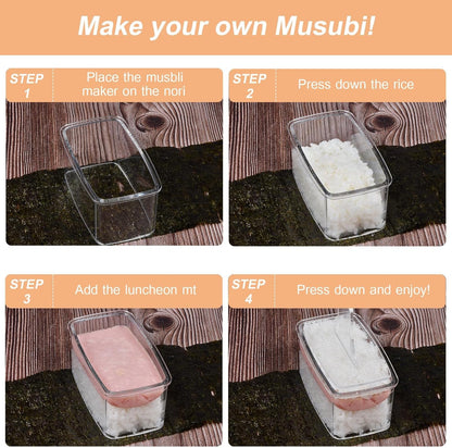 3-Piece Clear Musubi Maker Kit with Luncheon Meat Slicer - Non-Stick Onigiri Press Mold, Bpa-Free Sushi Mold for Hawaiian Musubi4