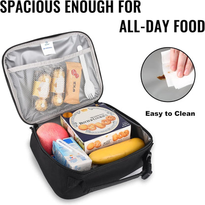 Lunch Box Kids, Insulated Lunch Bag Kids Boys Girls Back to School, Soft Lunch Box for Men Reusable Lunchbox for Office,Outdoor,School (Black)6