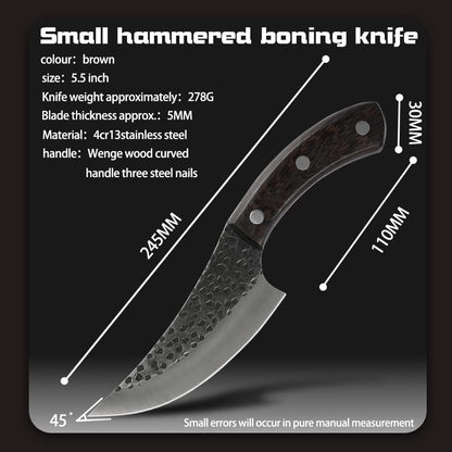 Meat Cleaver, 5.5 Inch Kitchen Knife Small Boning Knives Full Tang Rivet Fixing Wenge Wood Curved Handle Knife2