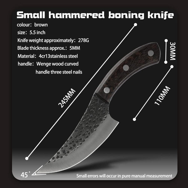 Meat Cleaver, 5.5 Inch Kitchen Knife Small Boning Knives Full Tang Rivet Fixing Wenge Wood Curved Handle Knife2