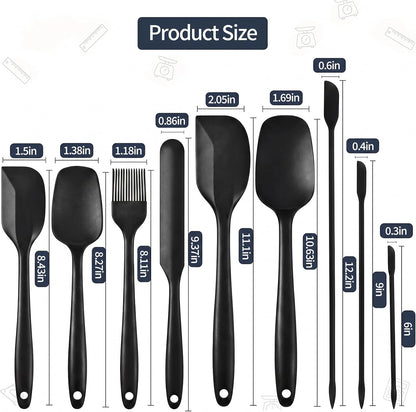 Silicone Spatula Set 9Pcs, Heat Resistant 572°F, Food-Grade Silicone, Bpa-Free for Baking, Cooking & Mixing, Non-Stick, Dishwasher Safe, Rubber Spatulas & Baking Spatula Set, Black7