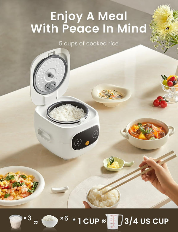 Mini Rice Cooker with 6-Functions, 2-Cups Uncooked Rice4