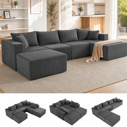 121" Boneless Couch, U Shaped Sofa, Sectional Couches for Living Room1
