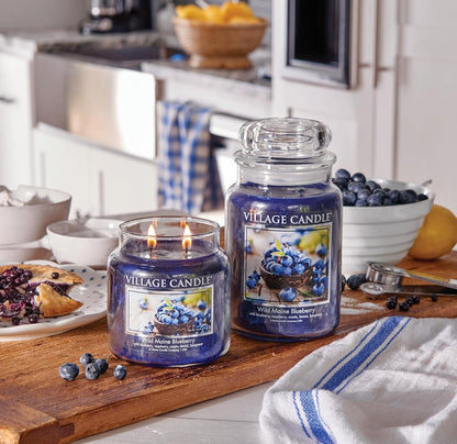 Wild Maine Blueberry Large Glass Apothecary Jar Scented Candle, 21.25 Oz, Dark Blue2