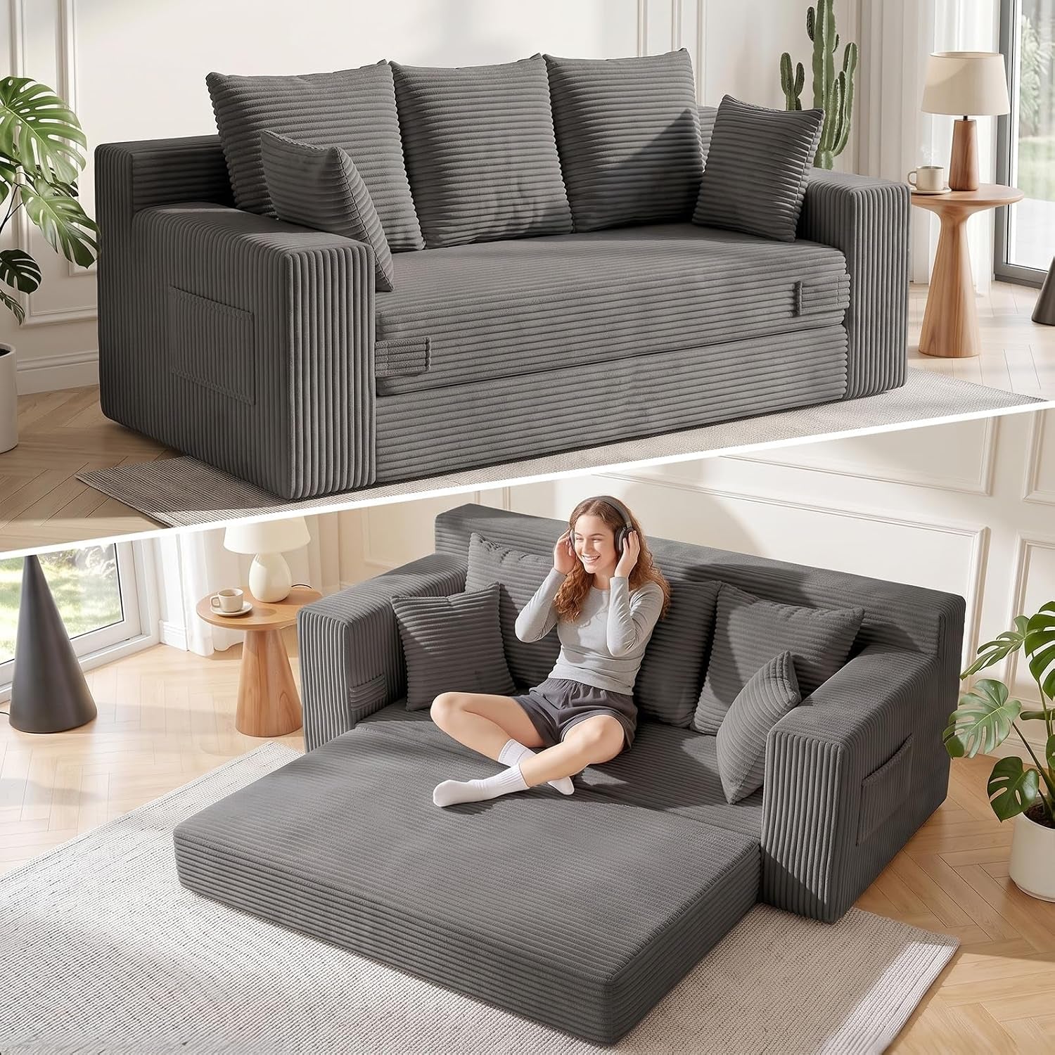 boneless-couch-for-living-room-3-seater-convertible-sofa-bed-in-a-box-folding-pull-out-couch-with-comfy-corduroy-loveseat-sleeper-floor-sofa-with-5-pillows-no-assembly-required-grey