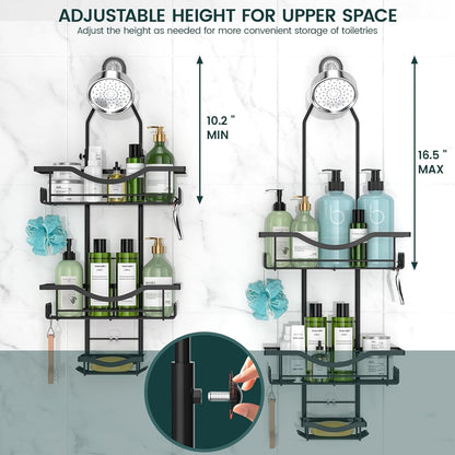 Adjustable Shower Caddy Hanging Rustproof Shower Organizer, Black2