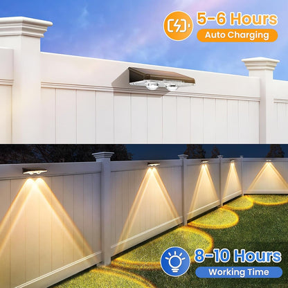 Solar Fence Lights Outdoor, 8 Pack, 3 Color Modes, IP65 Waterproof5