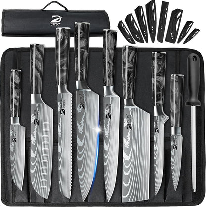 Chef Knife Sets with Roll Bag, 9 Pieces Professional Knife Set1