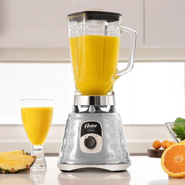Oster Original 3 Speed Chrome Blender, 6 Times More Durable Motor, 10 Times Stronger, 5 Cup Glass Jar11