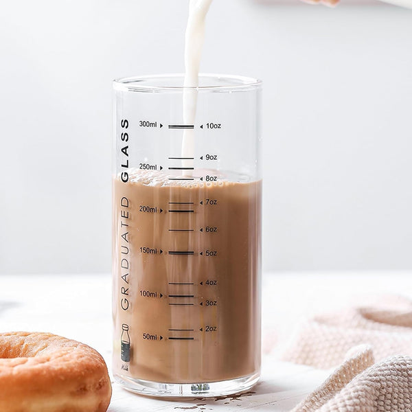 Cup with Measurements for Drinking,10 OZ Drinking Glass with Measurements for Milk,Juice,Milkshake, Vegetable, Coffee, Ice Cream,For Elderly, Beginners, Weight Loss1