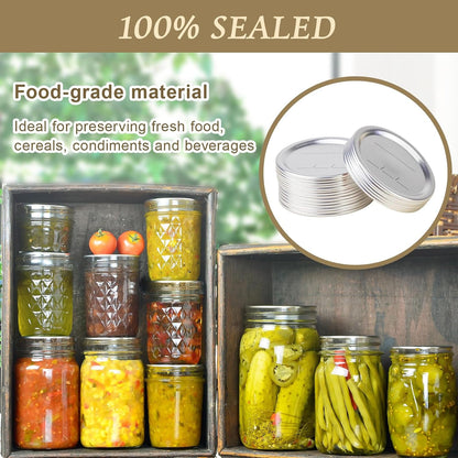 200 Pack Regular Mouth Canning Lids, 70Mm/2.76 in Mason Jar Replacement Caps for Ball & Kerr Jars, Split-Type Metal Closures with Food-Grade Silicone Seal, Airtight Leak-Proof5