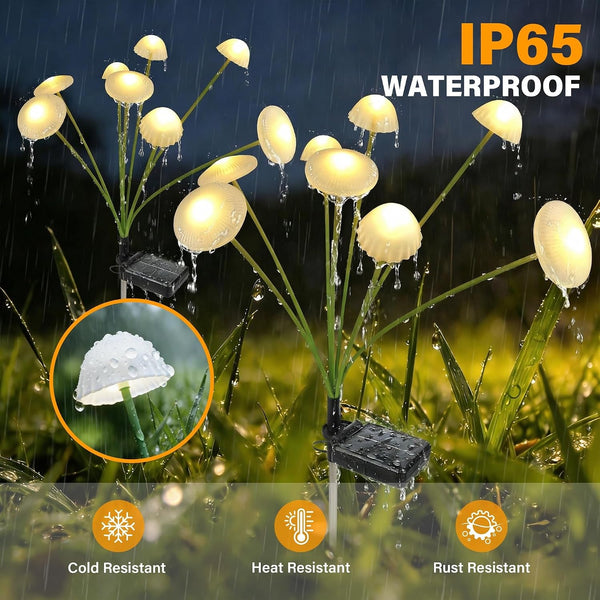 Solar Garden Lights Outdoor, 2Pack Solar Lights Garden Decor, Swaying Mushroom Lights Waterproof for Yard, Patio,Pathway Decoration,Gifts for Women,Mom(Warm White)5