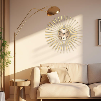 Large Wall Clocks for Living Room Decor 24 Inch Gold Starburst Wall Clock, Silent Non-Ticking Metal Wall Clocks Battery Operated, Mid Century Boho Farmhouse Modern Art Decor for Bedroom Office3