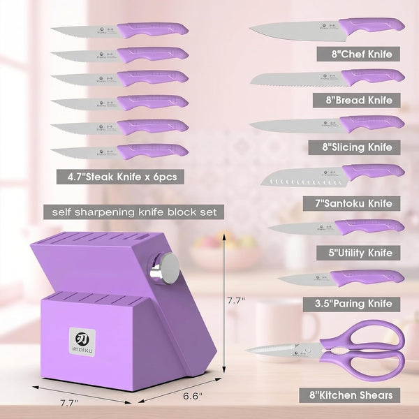 14-Piece Knife Set with Block, Utility Knife, Purple3