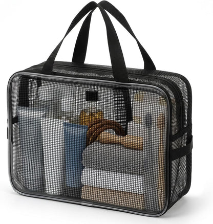 Mesh Shower Caddy Bag, Portable Toiletry Organizer with Zipper, Large Capacity Quick Dry Tote for Bathroom Gym Travel Camping Swimming1