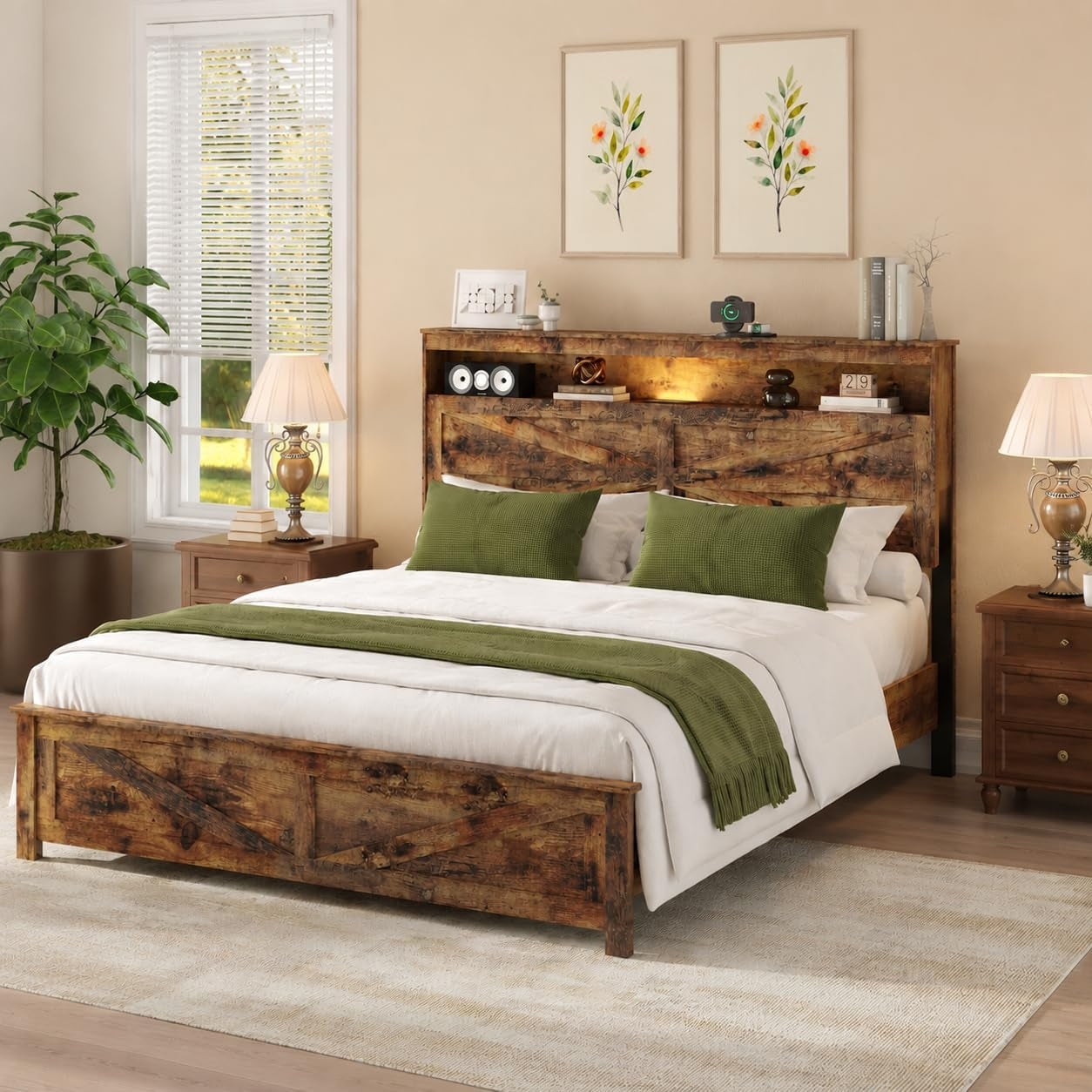 farmhouse-queen-size-bed-frame-with-wooden-storage-headboard