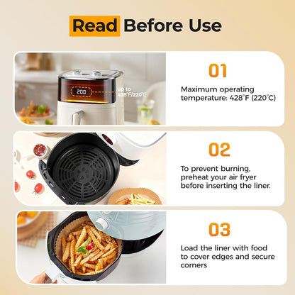 205Pcs Air Fryer Liners Disposable, 8" round Airfryer Liners for 5-8 QT | Heavy-Duty Air Fryer Paper Liner for Ninja, Oil-Proof & Non-Stick Parchment Paper for Easy Cleanup, Baking, Microwave, Oven5