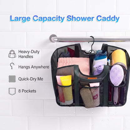 Mesh Shower Caddy for College Dorm with Hook and Soft Handles8