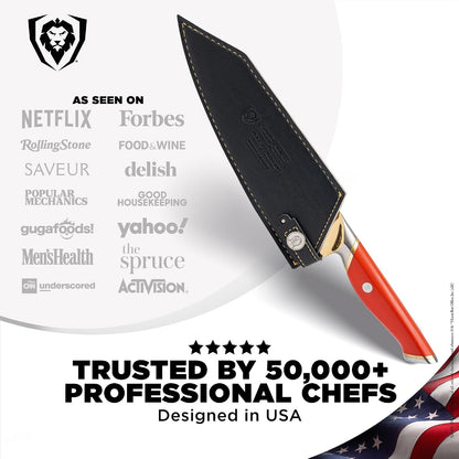 Chef Knife 8" — Game of Thrones™ House Lannister™ Edition — Official License — German Steel, 58+ HRC — for Got Collectors & Everyday Cooking — G10 Handle, Customer Support6