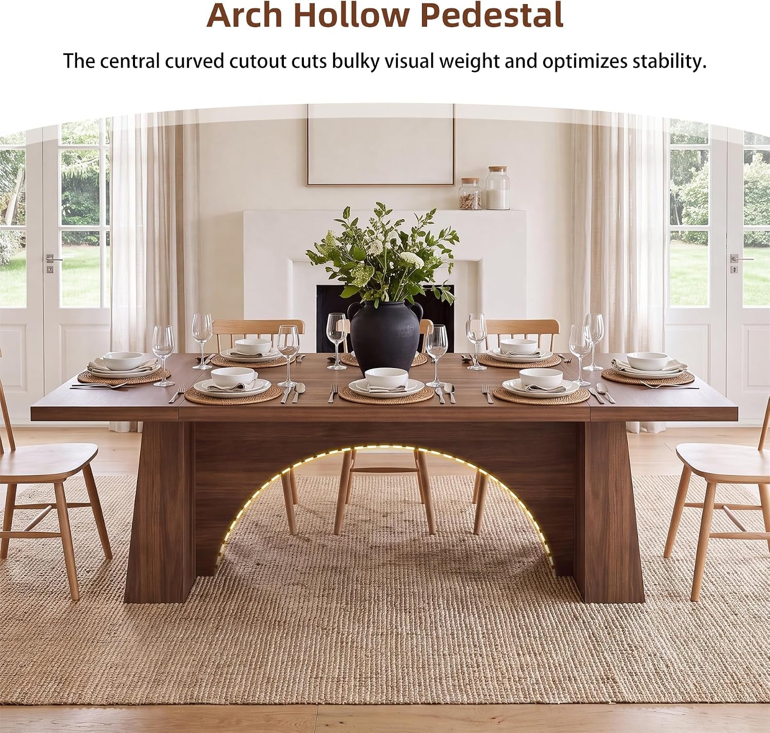 94-5-extra-long-wood-dining-table-for-6-10-farmhouse-kitchen-table-with-arch-cutout-pedestal-large-dinner-table-for-kitchen-dining-room-walnut