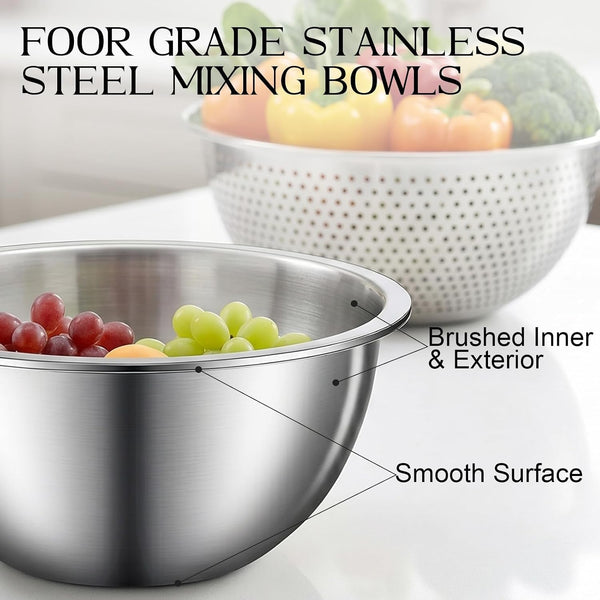 Premium Mixing Bowls, 304 Stainless Steel, See-Through Airtight Lids7