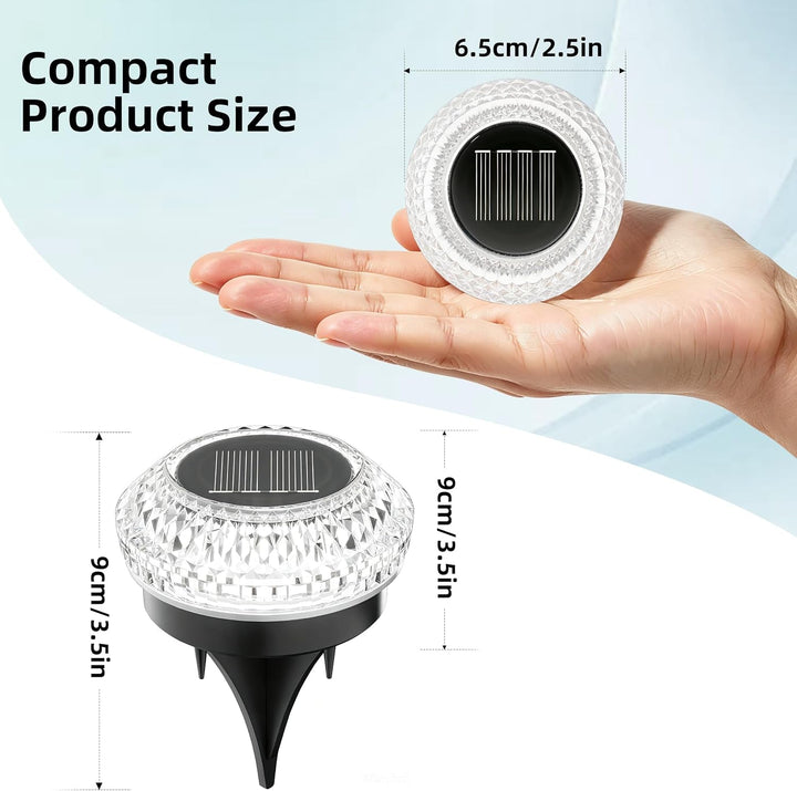 Solar Ground Lights Outdoor,12 Pack Flat Solar Pathway Lights+2