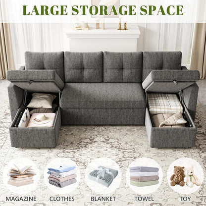 Oversized Sleeper Sofa Couch, Sectional Sofa Bed, Dark Grey5