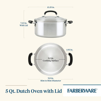 Brilliance Dutch Oven Pot with Lid, 5 Quart, Stainless Steel2