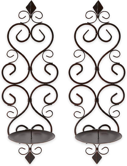Gothic Cathedral Collection Dual Candle Wall Sconces, 5.5X4.375X15.75, Fleur De Lis, 2 Piece1